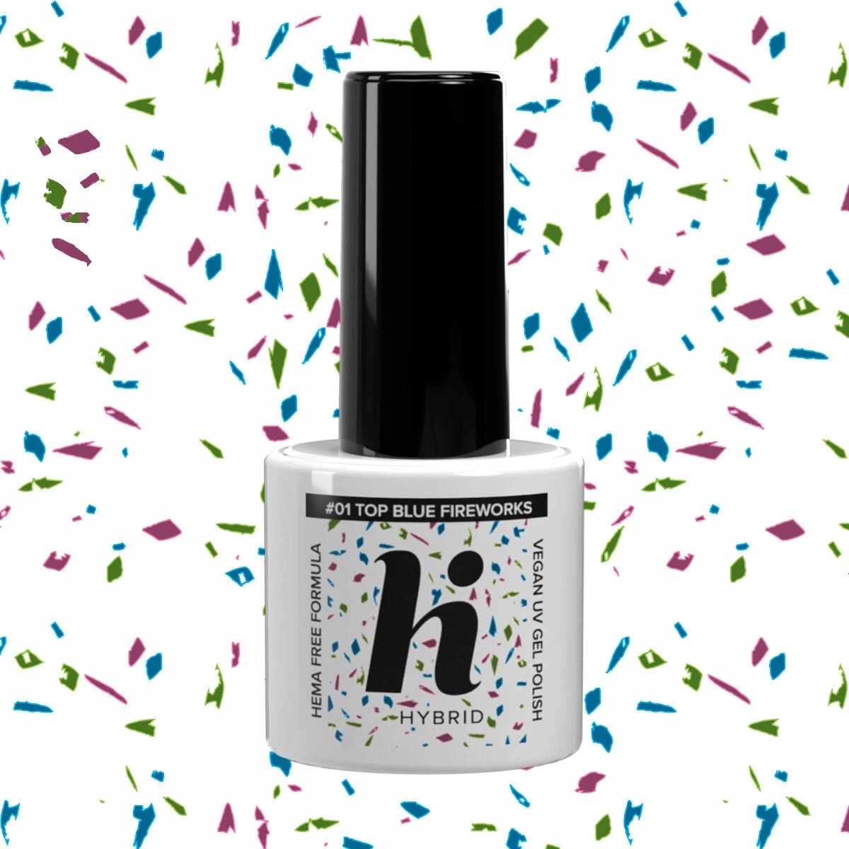 hi hybrid HEMA Free Top No Wipe Blue Fireworks 5ml