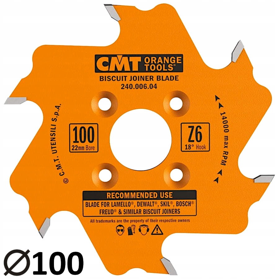 

Cmt Frez tarczowy do lamelek 100x22mm 6z lamello