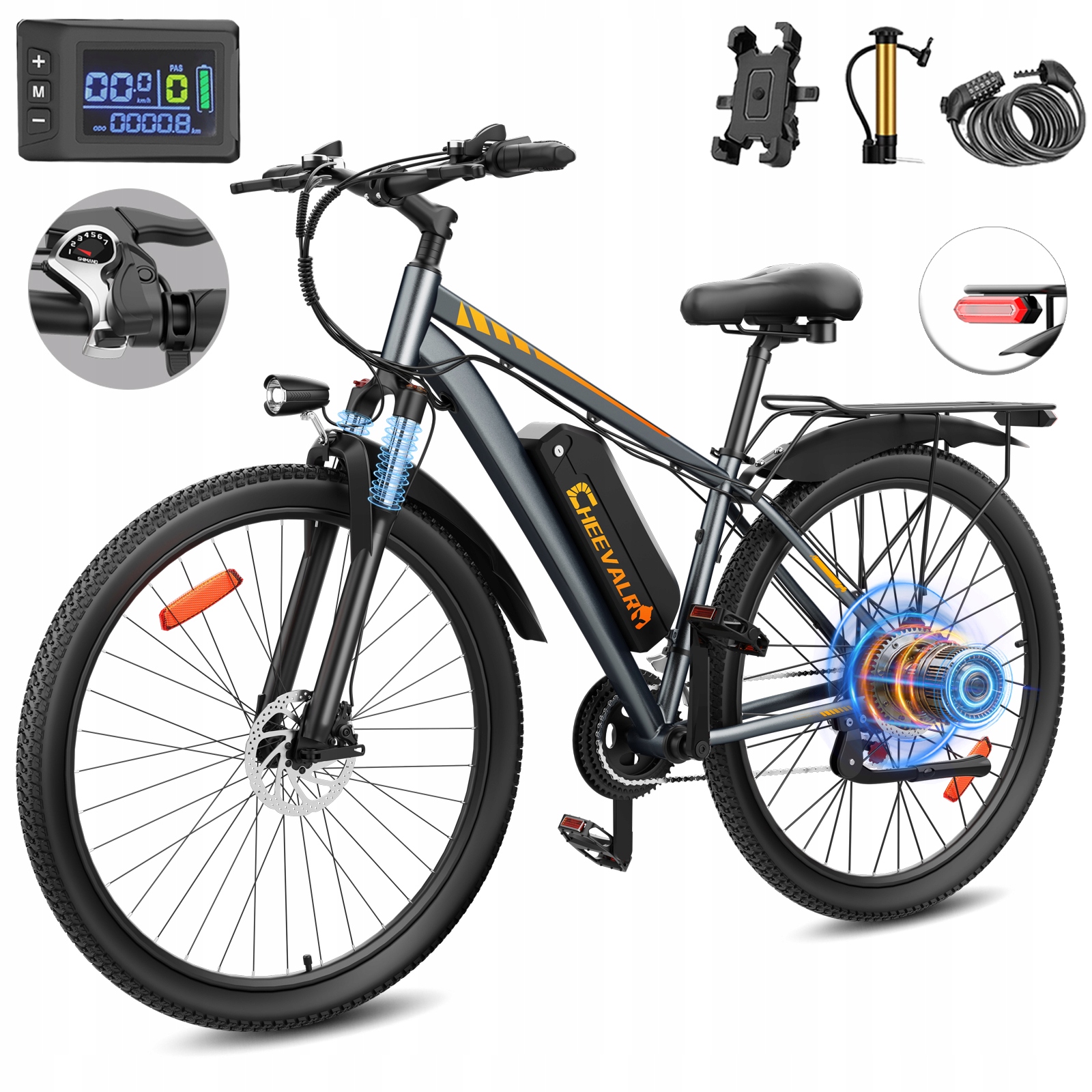 Cheevalry 29" Elektrické vozidlo 1000W 18.6Ah 50kmh Dámské/Pánské 21-rychlostní