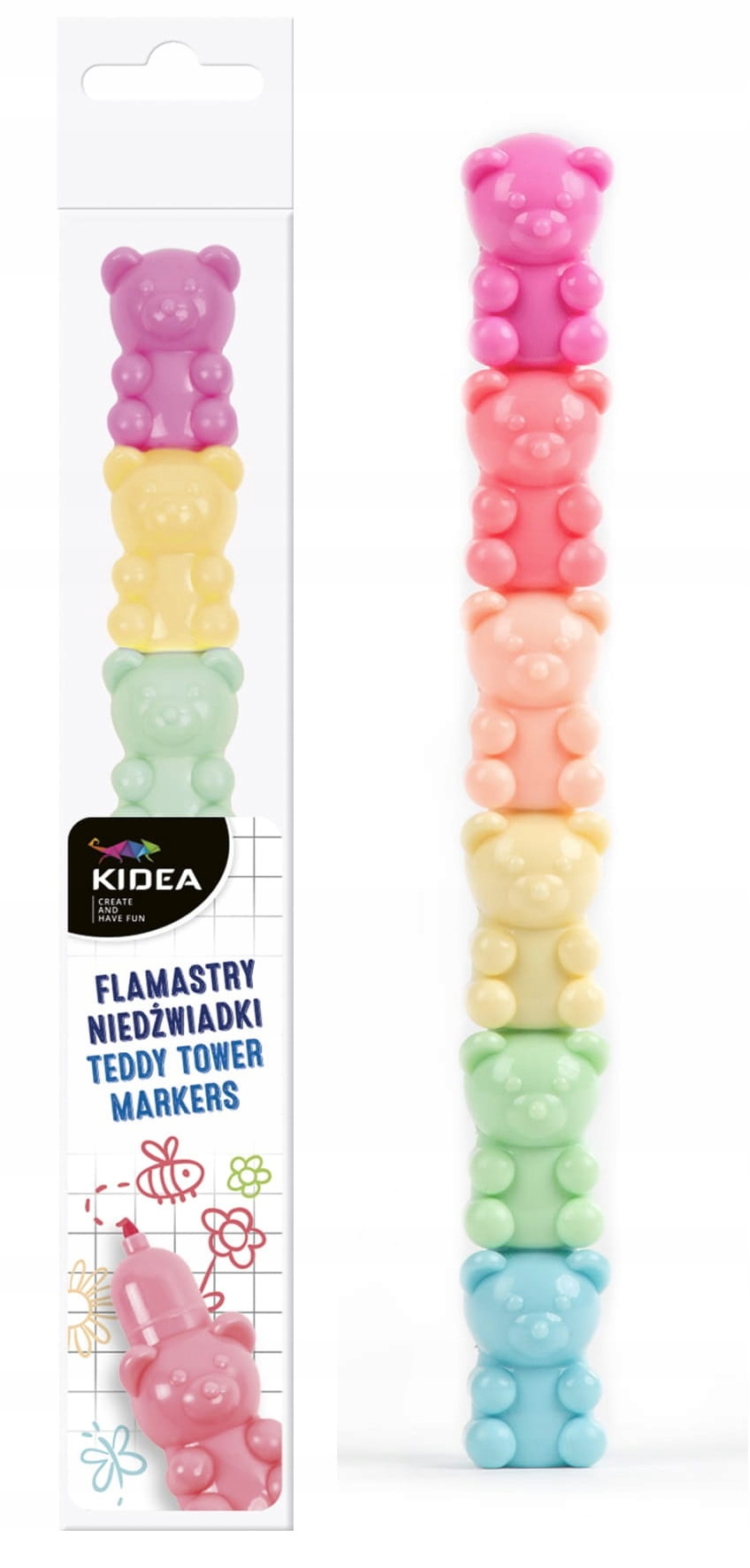 

Flamastry niedźwiadki pastelowa wieża Kidea