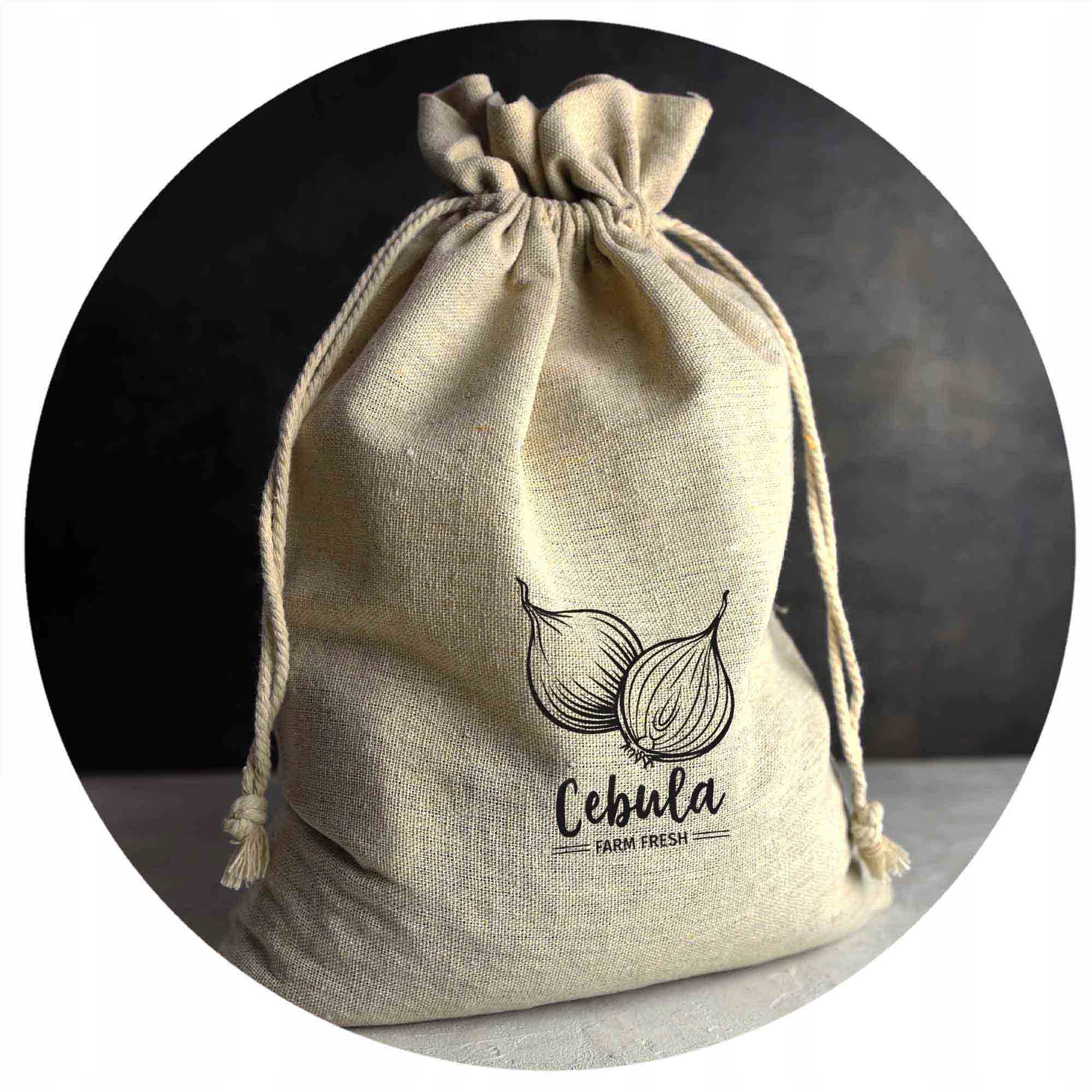 

Worek A La Lniany Duży 30x40 na Cebulę nadruk Eko