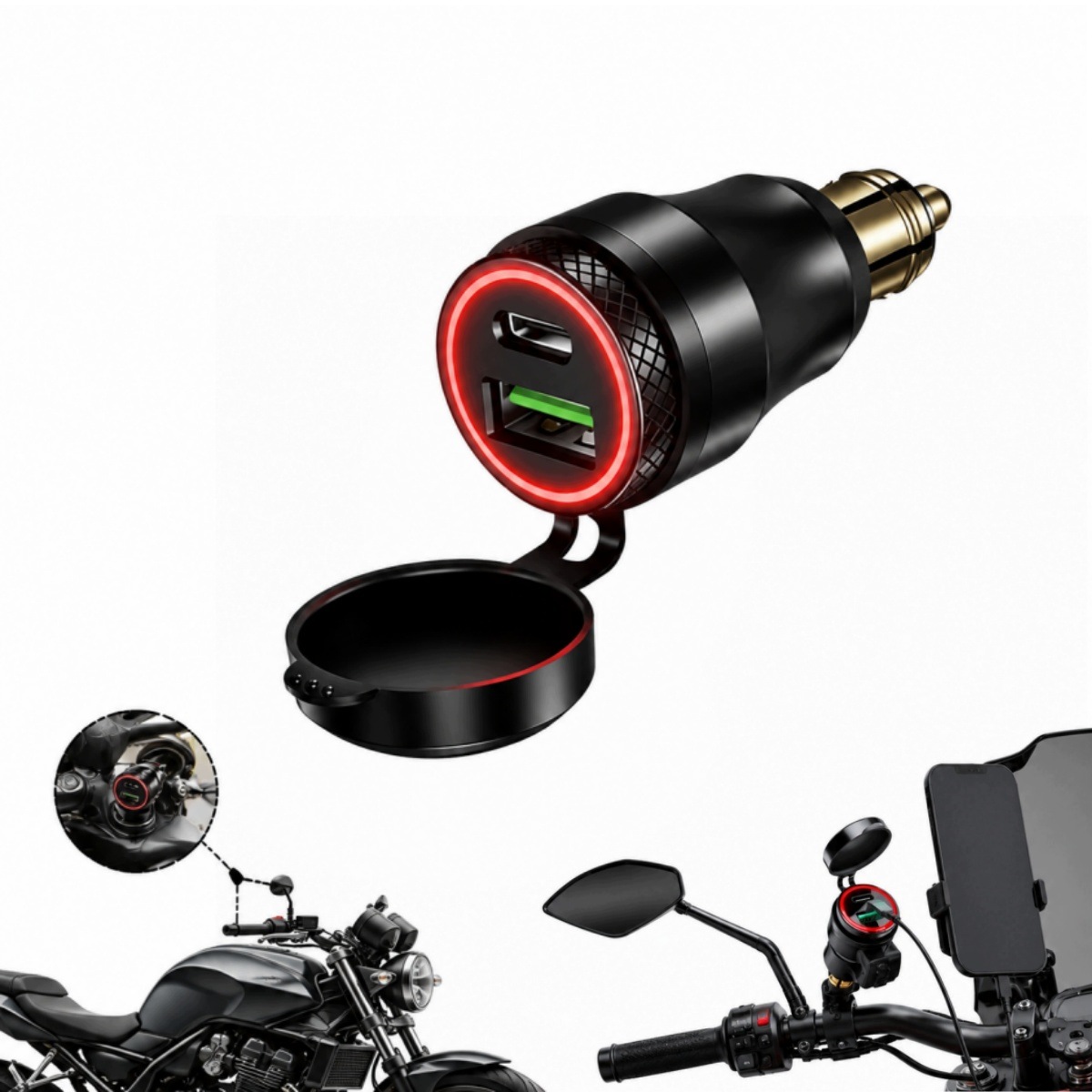 Ładowarka motocyklowa Din Hella Bmw Usb-c Pd QC3.0 woltomierz wyłącznik