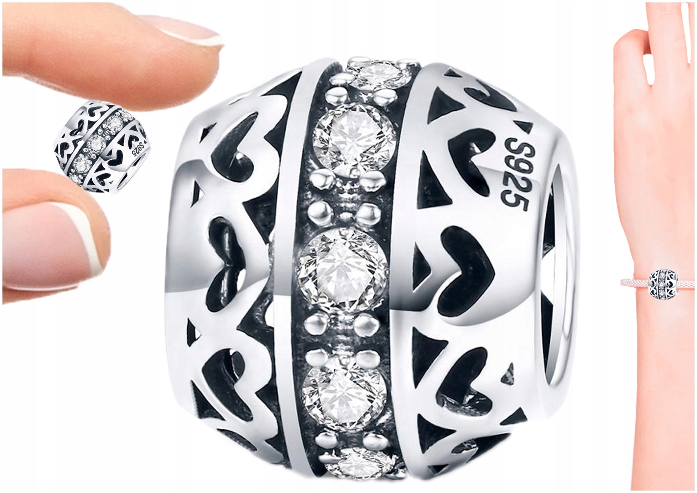 

Koralik Charms Srebro S925 Cyrkonie Moda Trusky