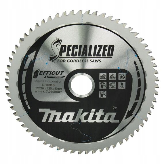 Makita E-16916 pilový kotouč Efficut 216mm*30mm, 63z, hliník