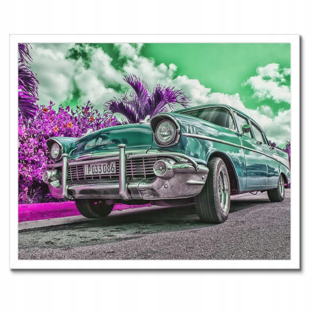Plakáty v rámu 50x40 Klasické auto v tyrkysové barvě