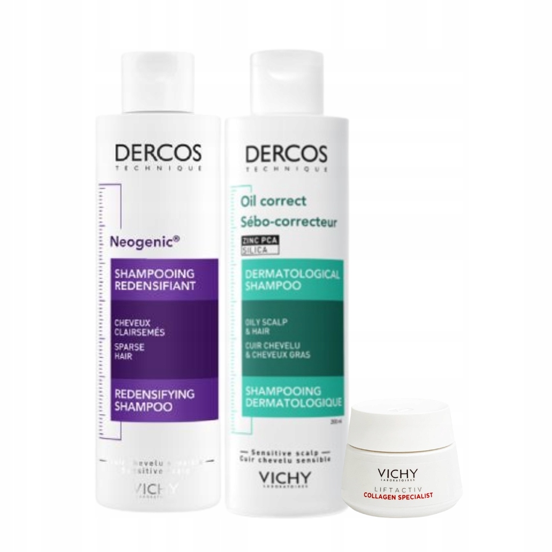 Vichy Zestaw Dercos Neogenic Szampon 200ml Szampon Oil Correct 200ml