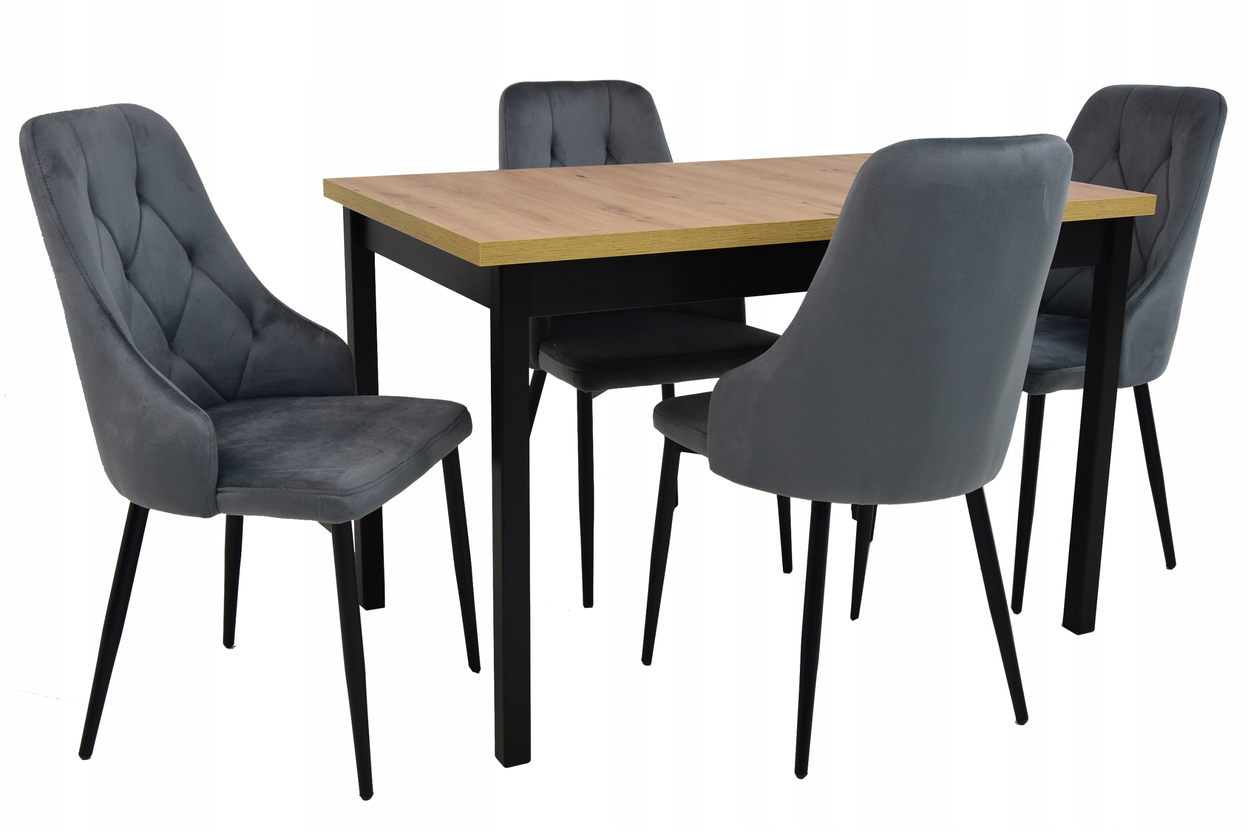 4 krzesła fotelowe Szare IK-09 i stół M-10 70x120/160 artisan