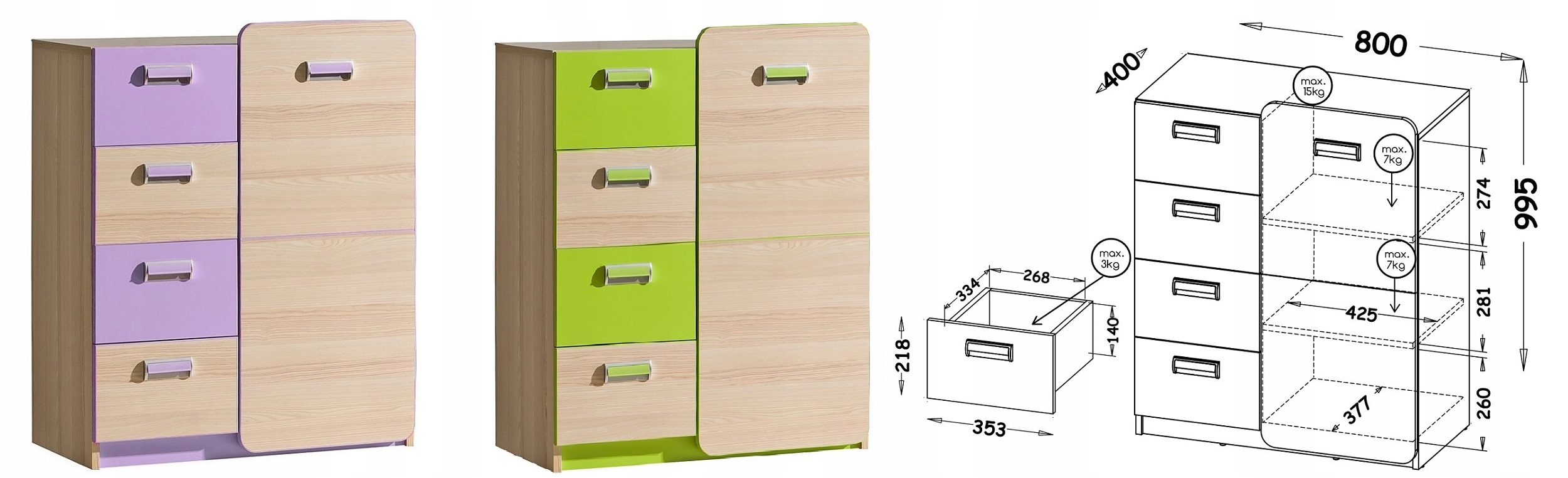 Meble młodzieżowe LORENTO L6 komoda x Marka Dolmar