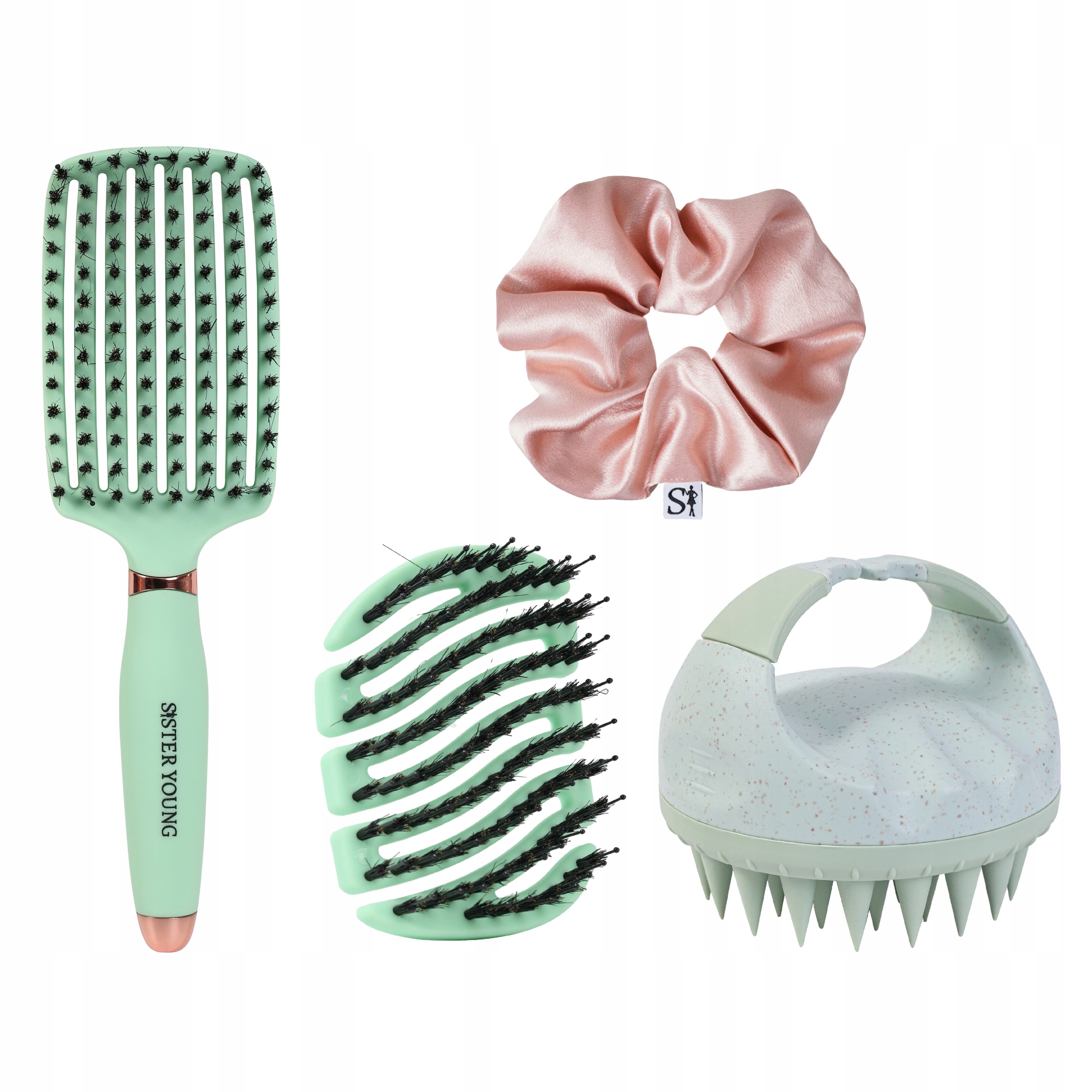 Sada kartáčů na vlasy Masážní Přístroj Scrunchie Rozčesávání Péče