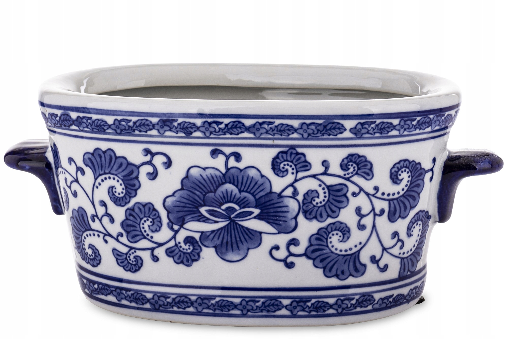 Váza květináč bílá modrá obal na květináč, stylová porcelánová dekorace