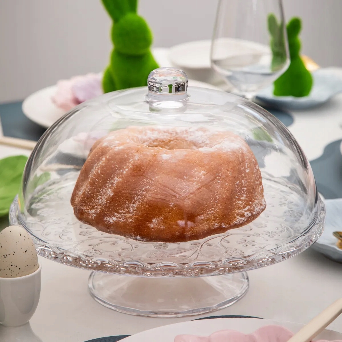 Podnos skleněná s víkem na dort a dort s ovocem Altom Design Flora 28 cm