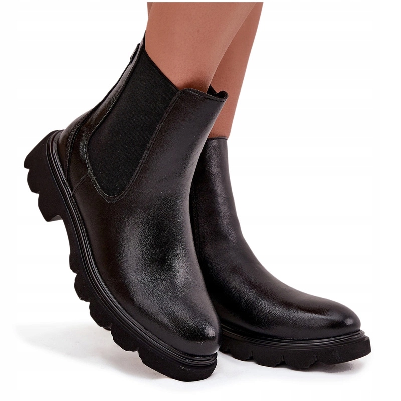 Kotníkové Boty Eko Kůže Lehké Na Zip Zateplené Kožešinou Černé 37