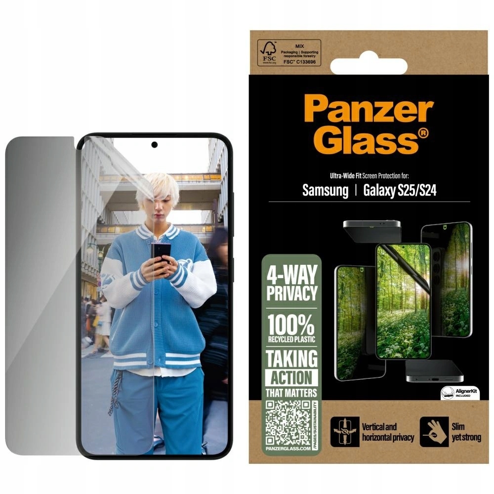 PanzerGlass Eco Matrix Ultra-Wide Fit s privátním filtrem Sklo pro Galaxy S25