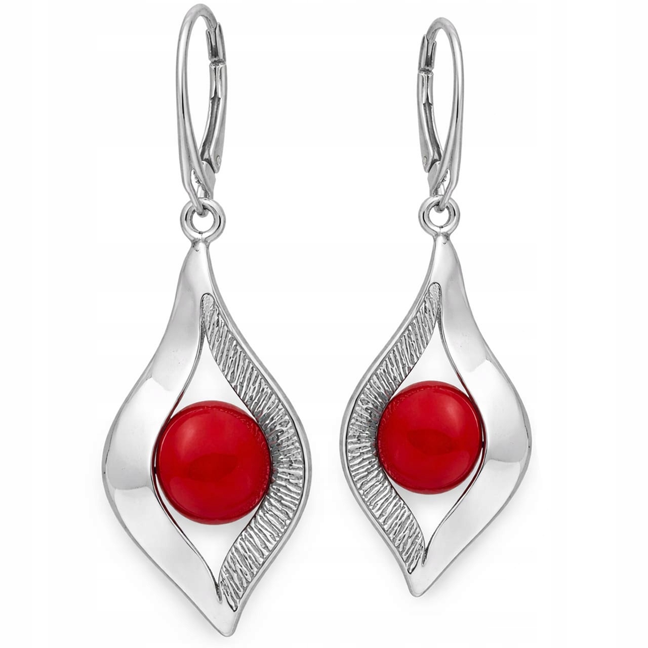 Stříbrné náušnice 925 s korálem, elegantní dámské