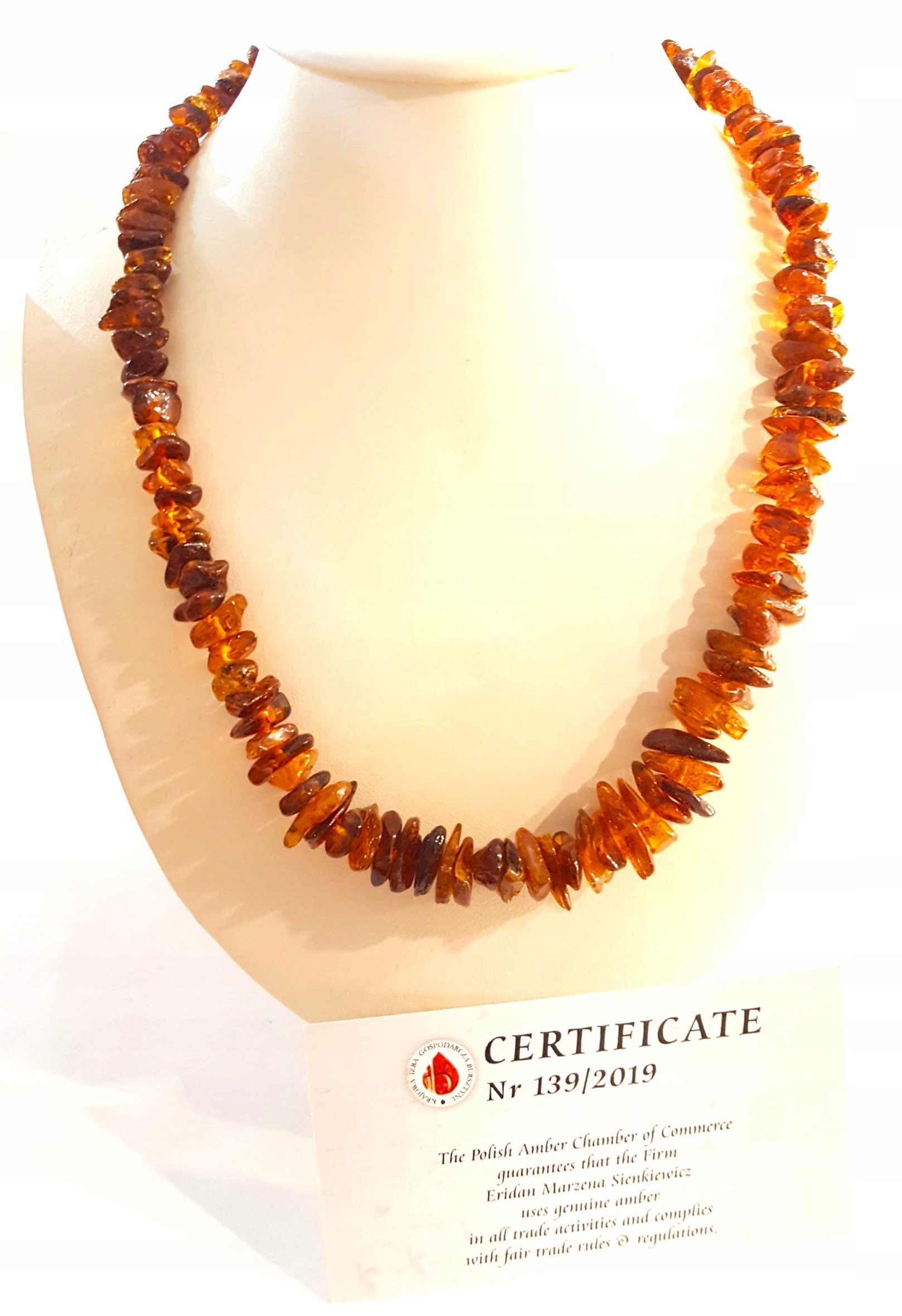 KORALE BURSZTYNOWE-na TARCZYCĘ polerowane -dł.45cm