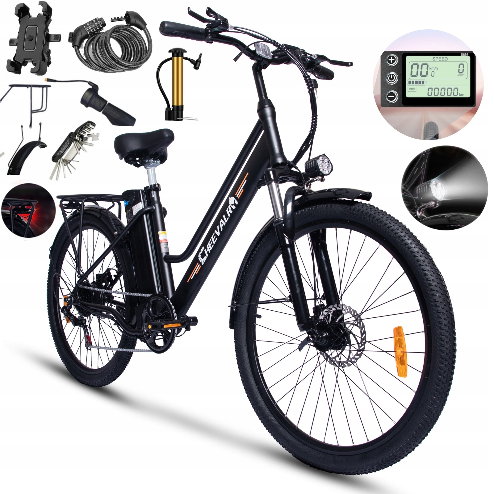 Rower Elektryczny Damski/Męski Cheevalry C26 250W 36V 15AH 100km 26" Pl