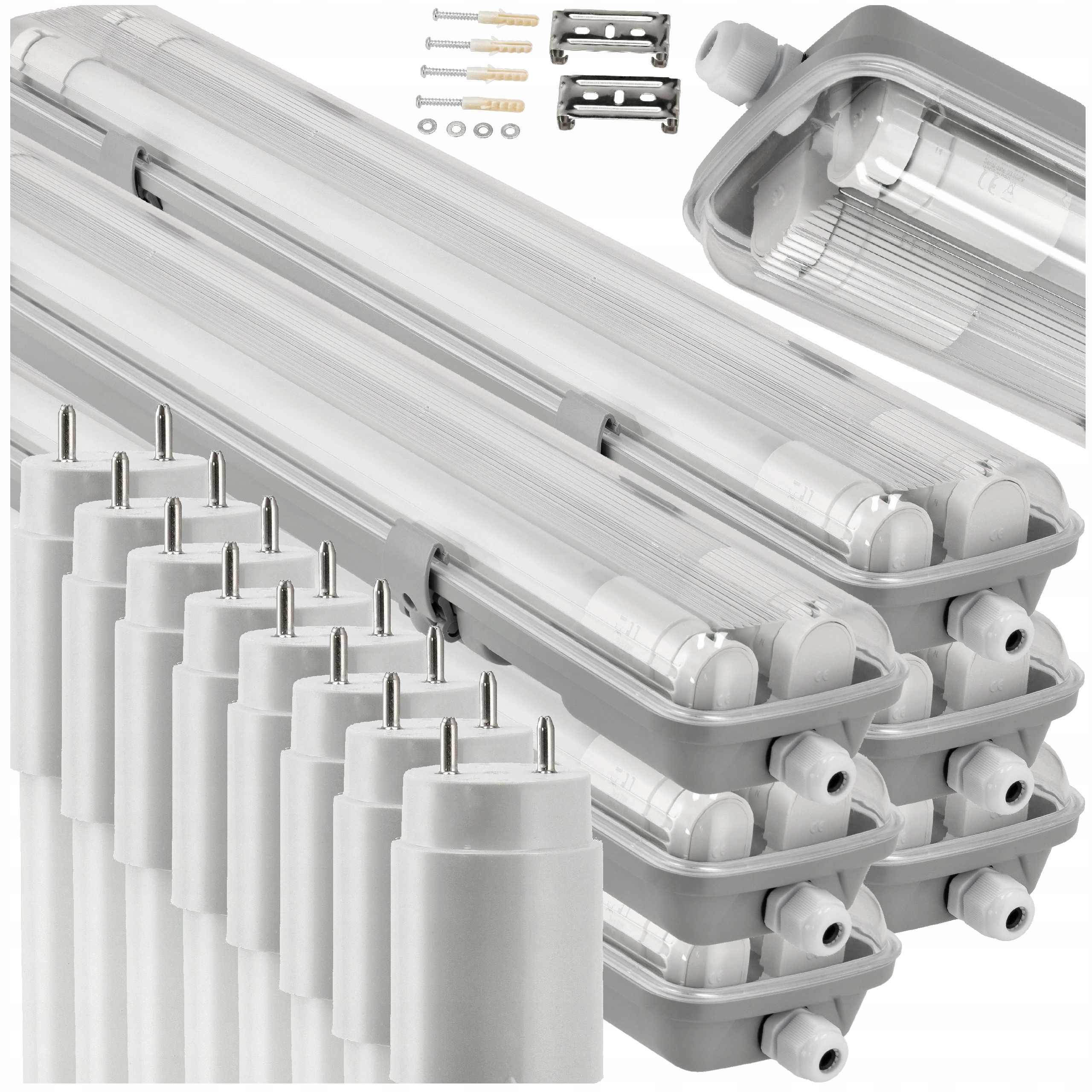 Hermetická lampa 60 cm 2x Led žárovky do garáže 6000K Sada 6 x