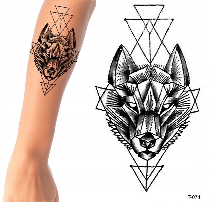 

Tatuaż zmywalny wilk geometryczny minimalistyczny