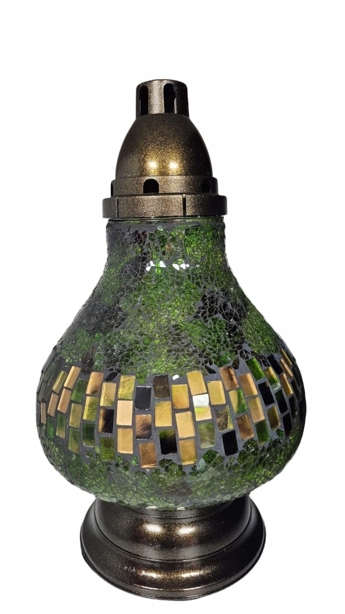 Lucerna Vitráž Karafa Zelená Ilumini 36 cm