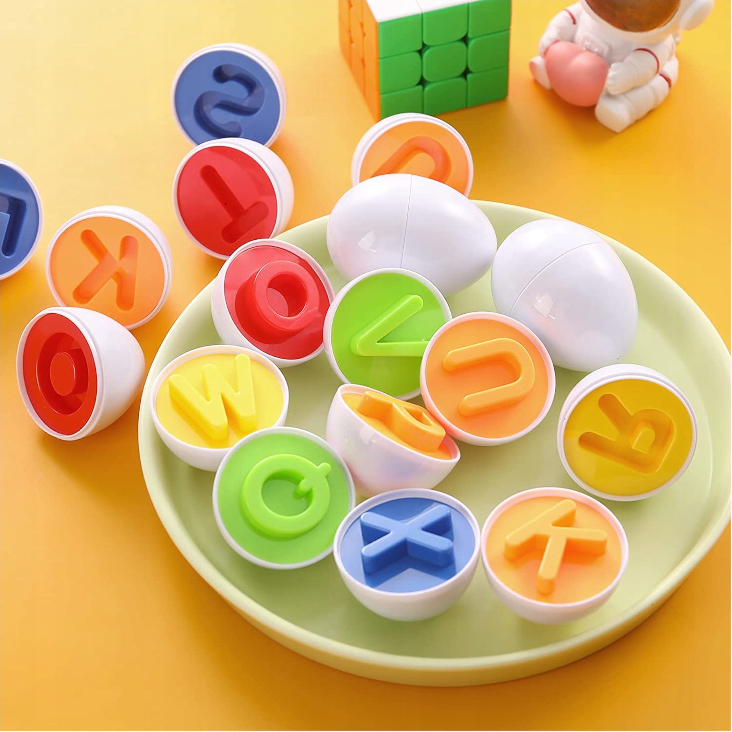 Układanka sorter jajka Montessori litery DF26 Kolor dominujący wielokolorowy