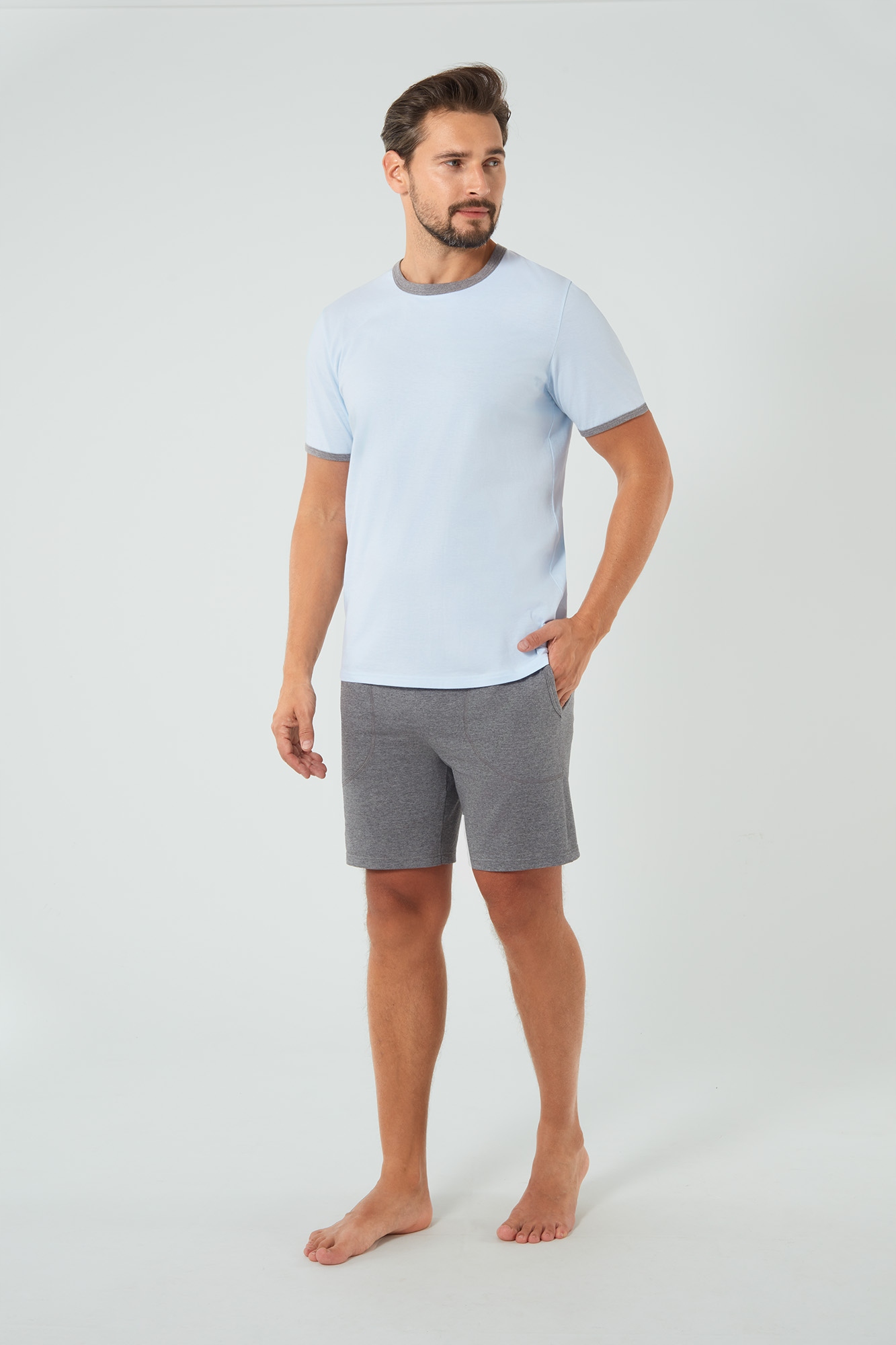 Pánské pyžamo Nikodem kk modré/smelanž XXL Italian Fashion