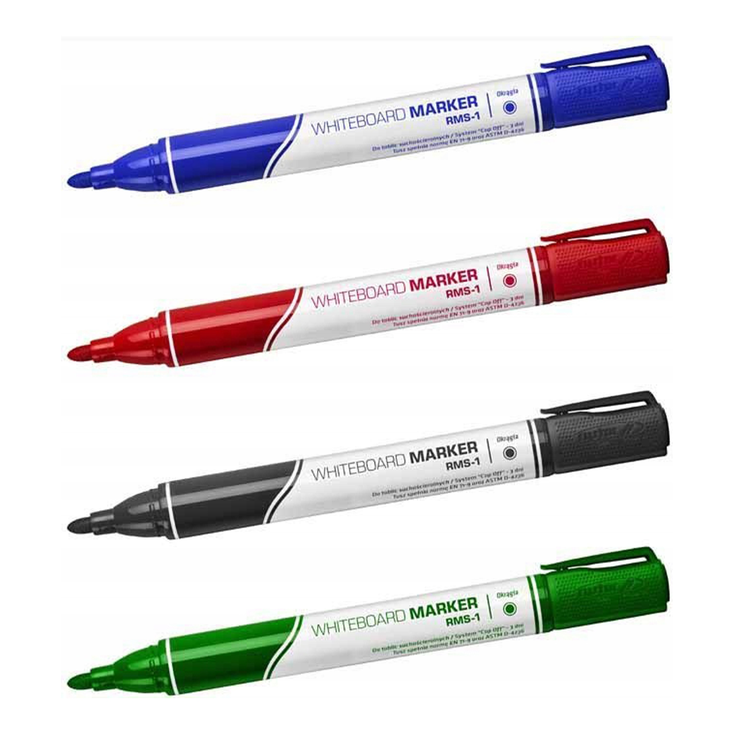 Marker SUCHOŚCIERALNY do Białej Tablicy Komplet 4 Kolory z Gąbką MARKERY