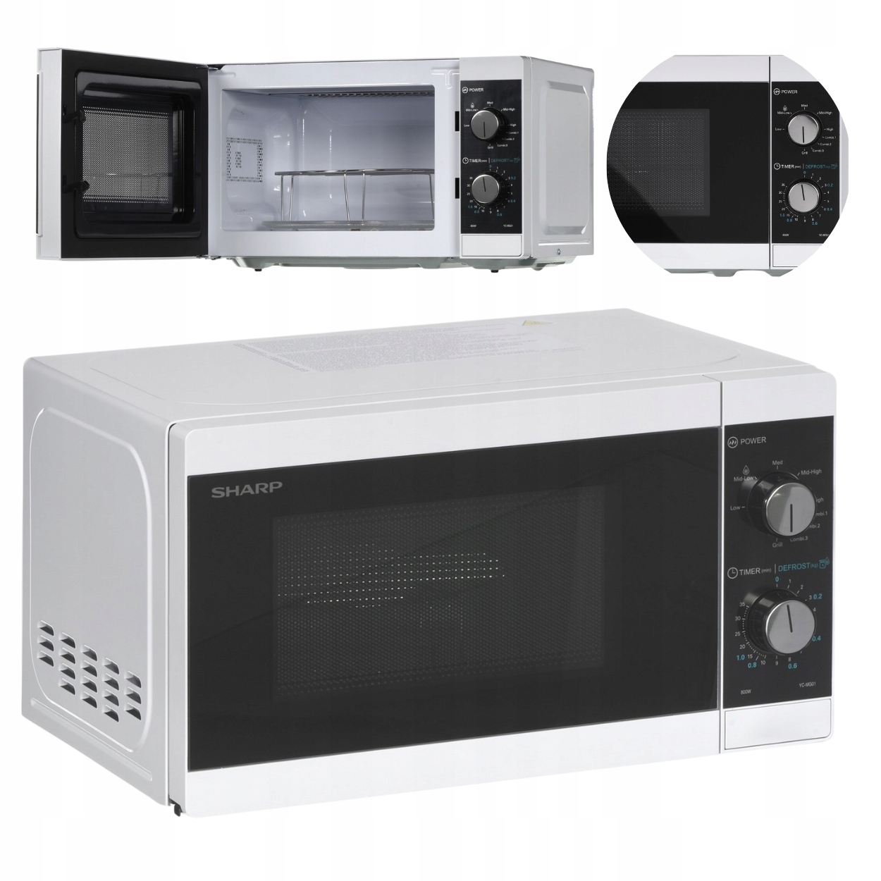 Kuchenka mikrofalowa wolnostojąca Sharp YC-MG01E-W 800W 20L z grillem