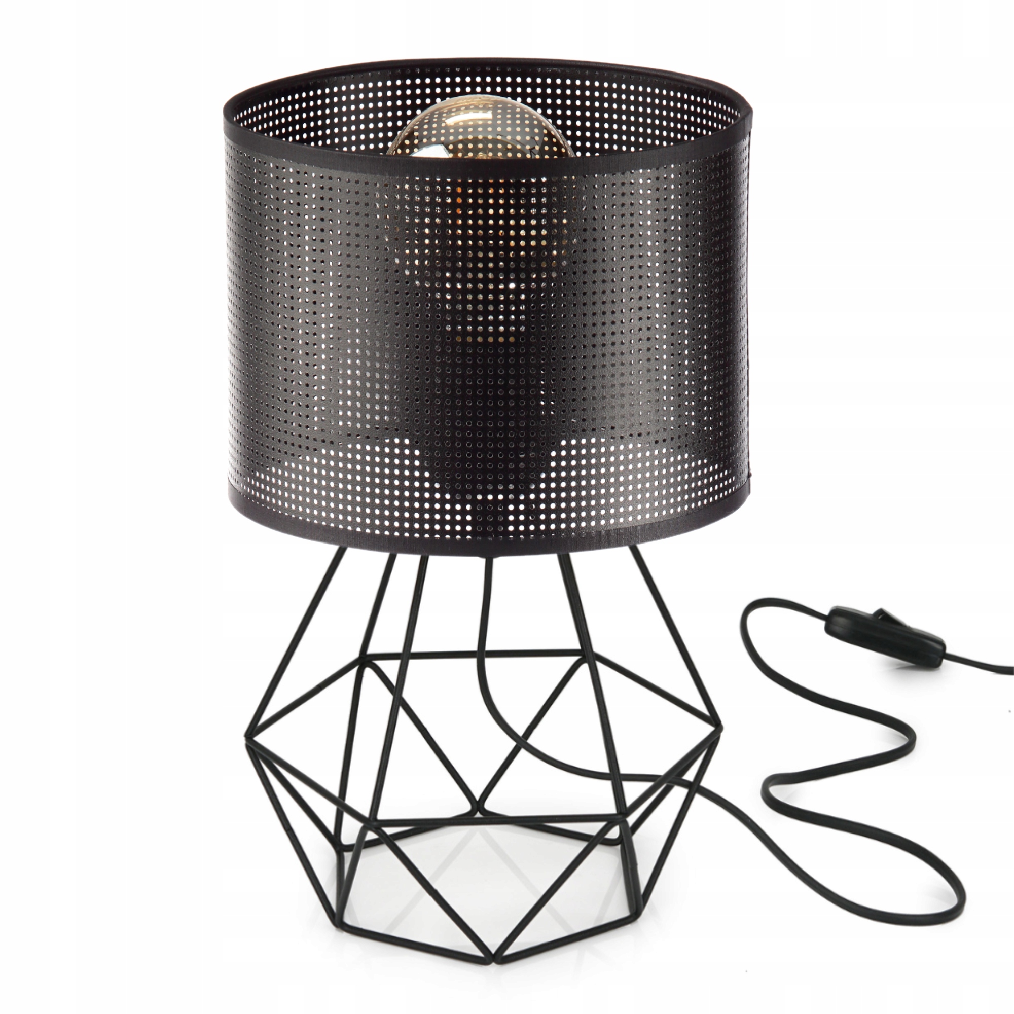 Noční Lampa Stolní Ažurové Stínidlo Díry Černá Diamant E27