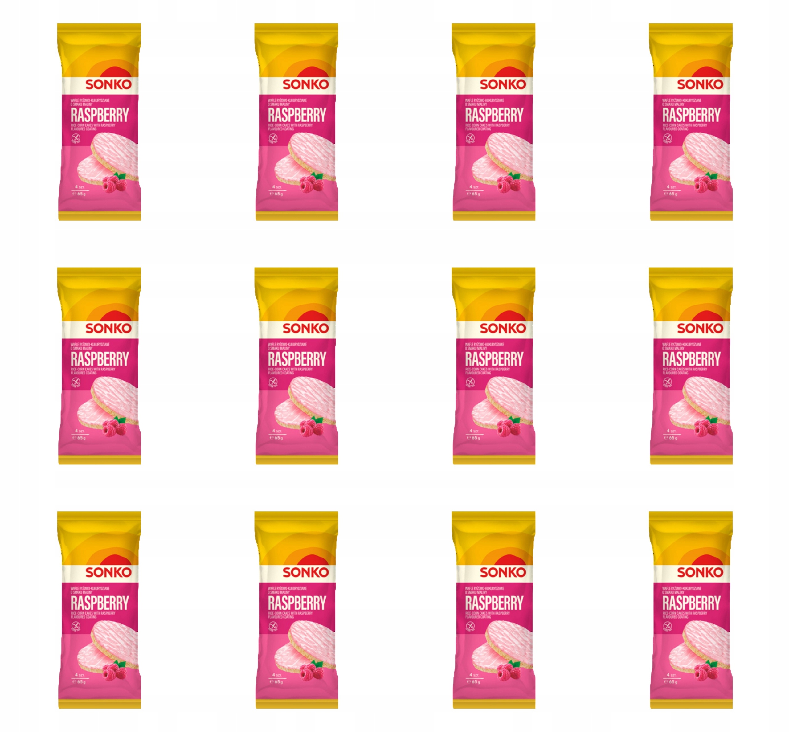 Sonko Rýžovo-kukuřičné oplatky s malinovou příchutí 65 g X12