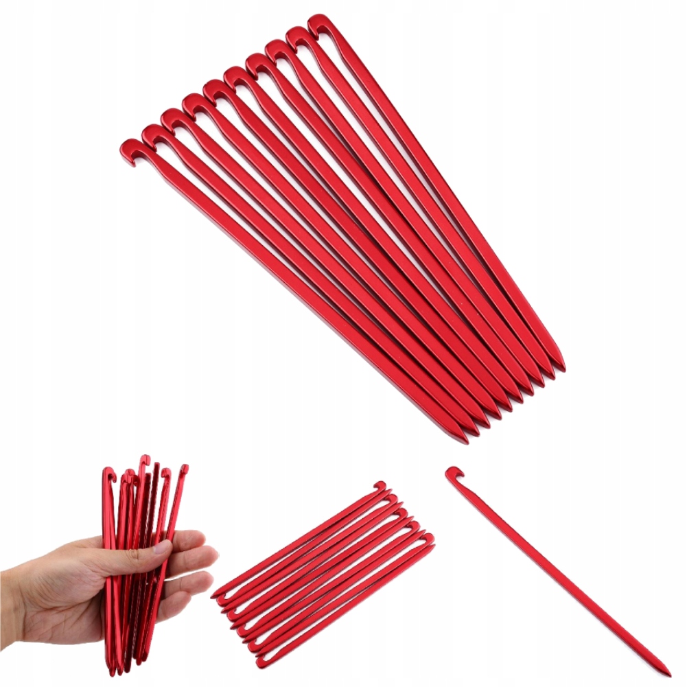 10 Szt. Śledzie Szpilki Aluminiowe Do Namiotu Czerwony 16CM 4MM