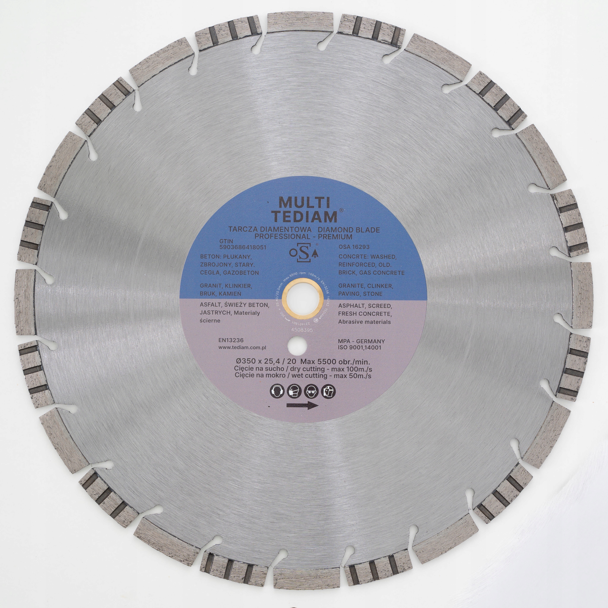 Diamantový Kotouč 350x25,4 mm Multi Beton Granit Bruk Asfalt Čerstvý Beton