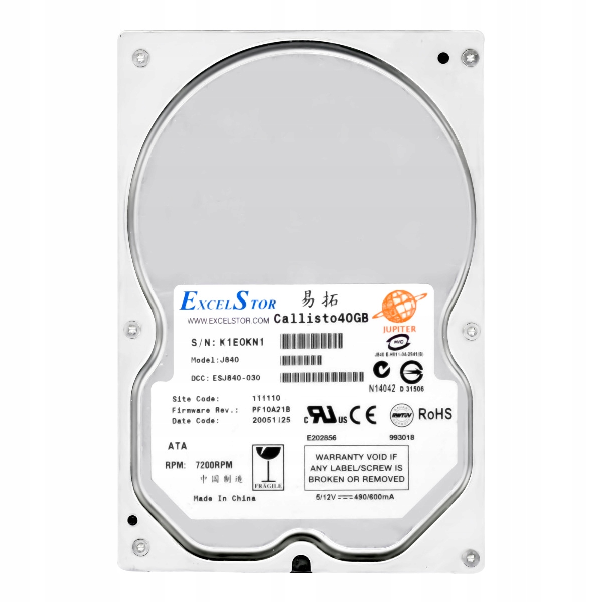 Excelstor Jupiter 40GB 7.2K 2MB Ata 3.5'' J840