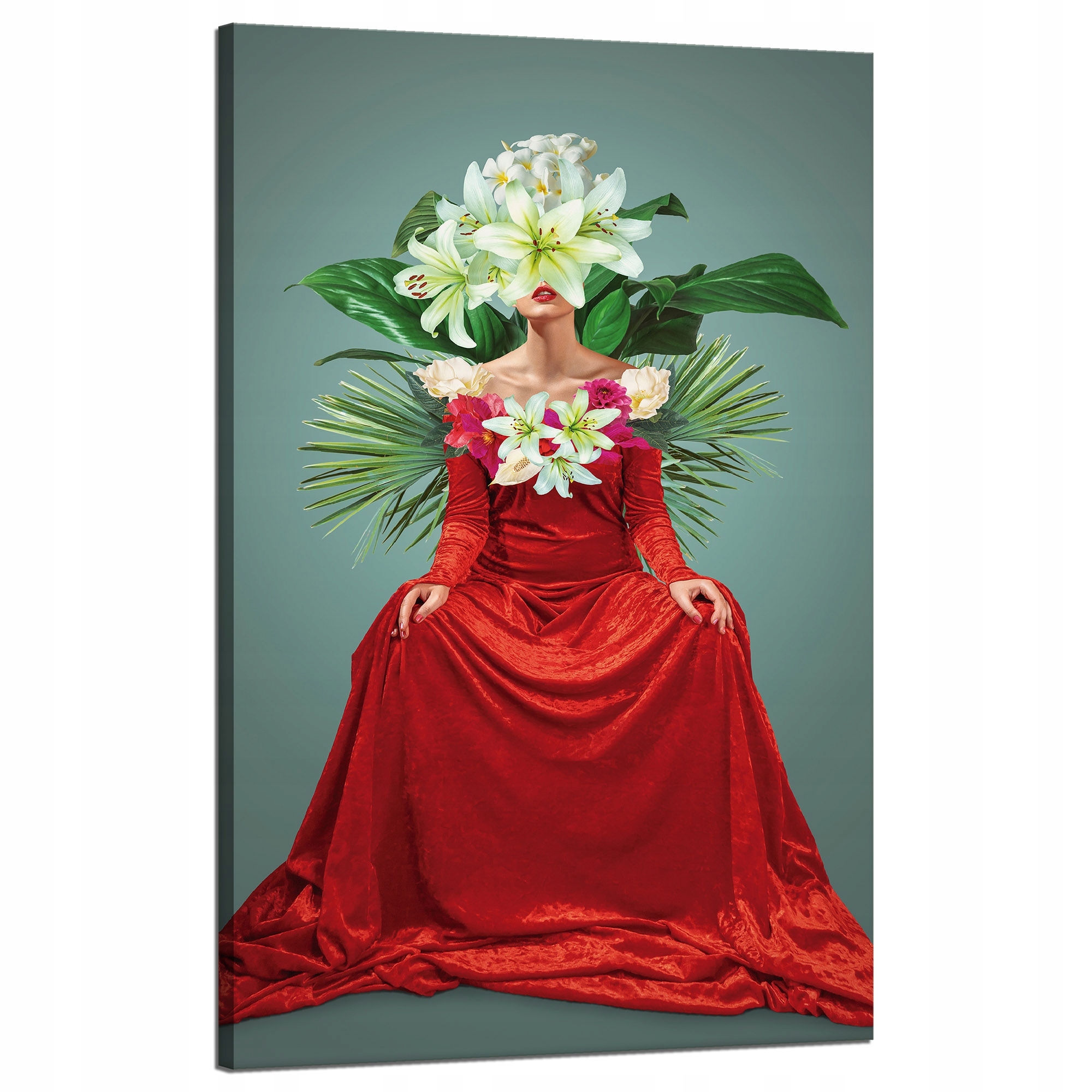 Obraz na plátně Červená Šaty Žena Květiny 50x80 cm