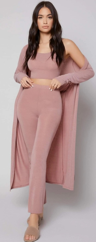 SHEIN ZESTAW DAMSKI RÓŻOWY GŁADKI BASIC S VUC