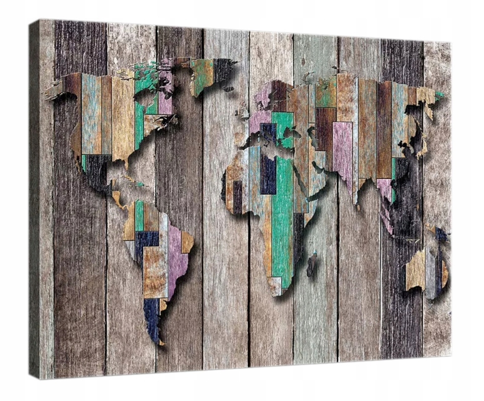 Obraz 100x75 Mapa světa rustikální strom vintage textura cestování Eko