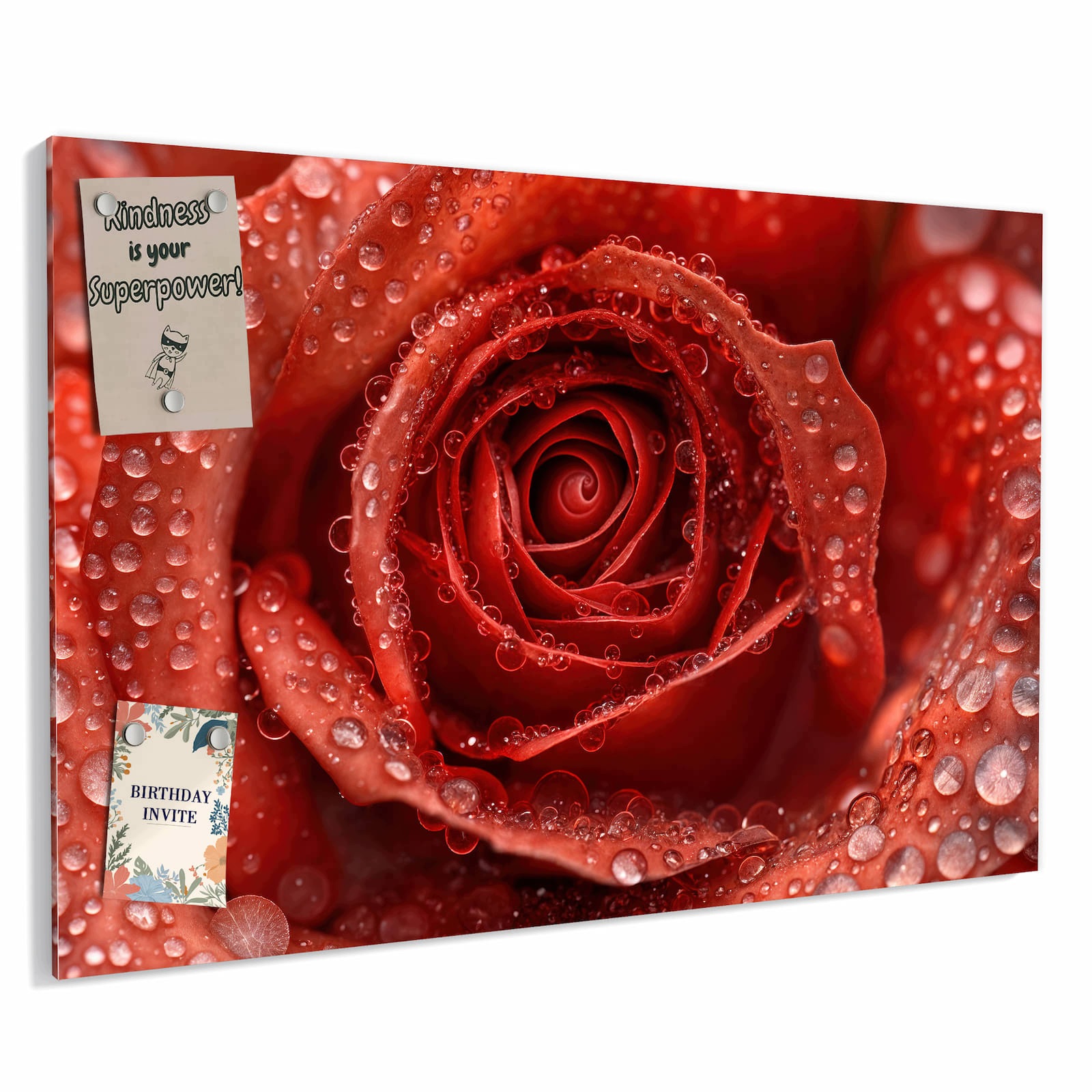 Magnetická tabule Kapky vody Růže 60 × 40 cm