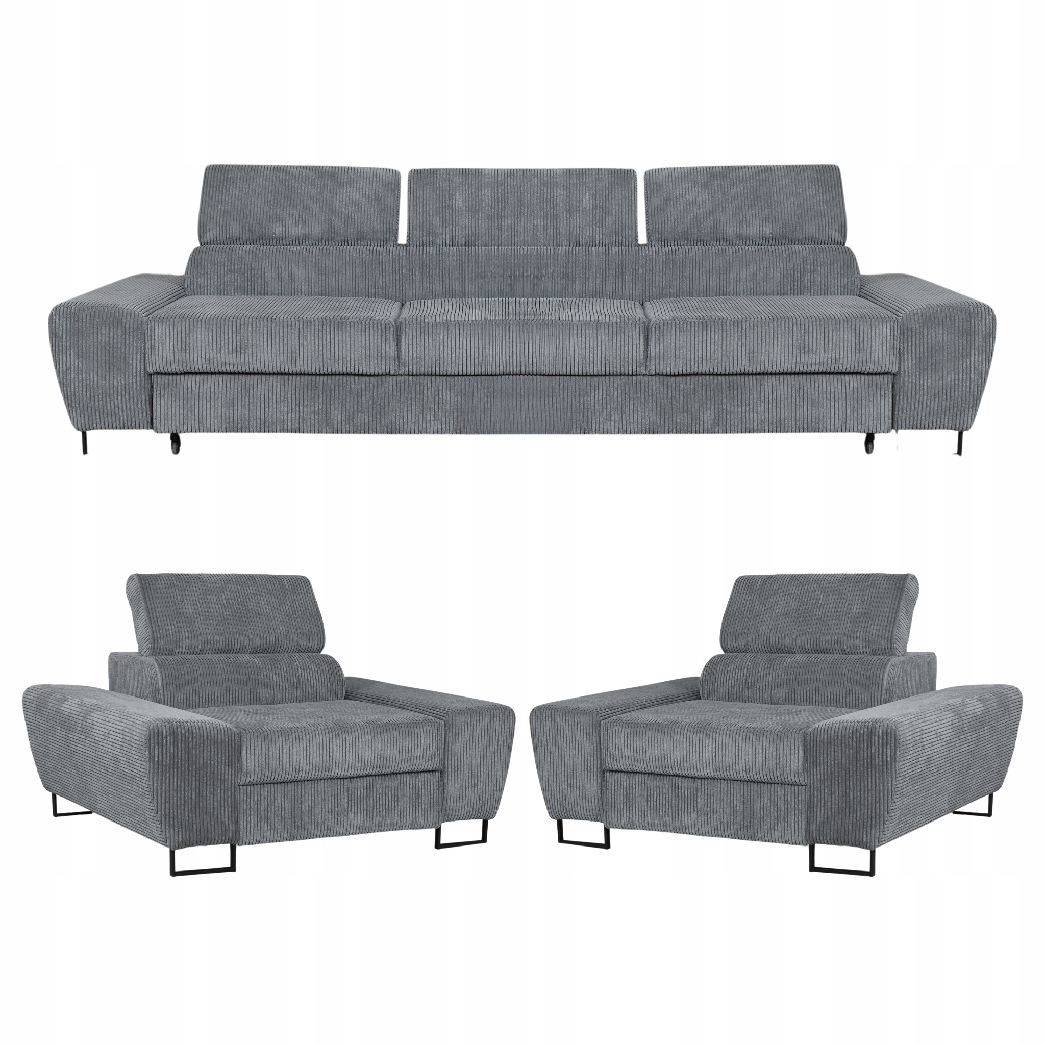Sada sedacího nábytku do obývacího pokoje Savio Sofa 3os křesla šedá Family Meble