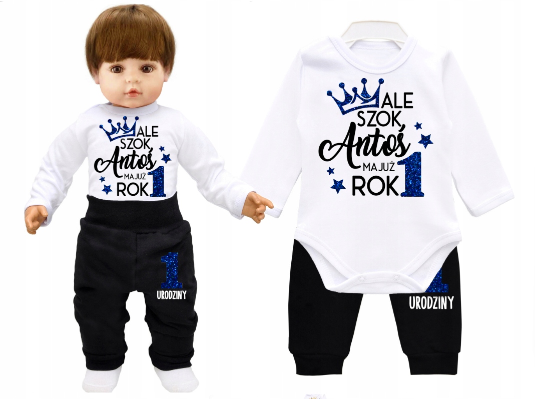 

Komplet pierwsze urodziny Ale szok mam już rok 80