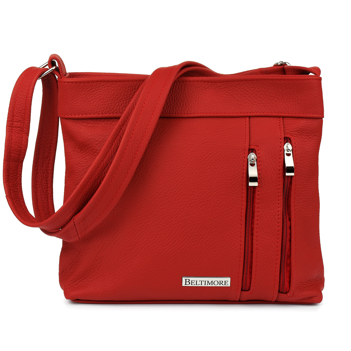 Kožená kabelka přes rameno dámská prostorná elegantní forma Beltimore