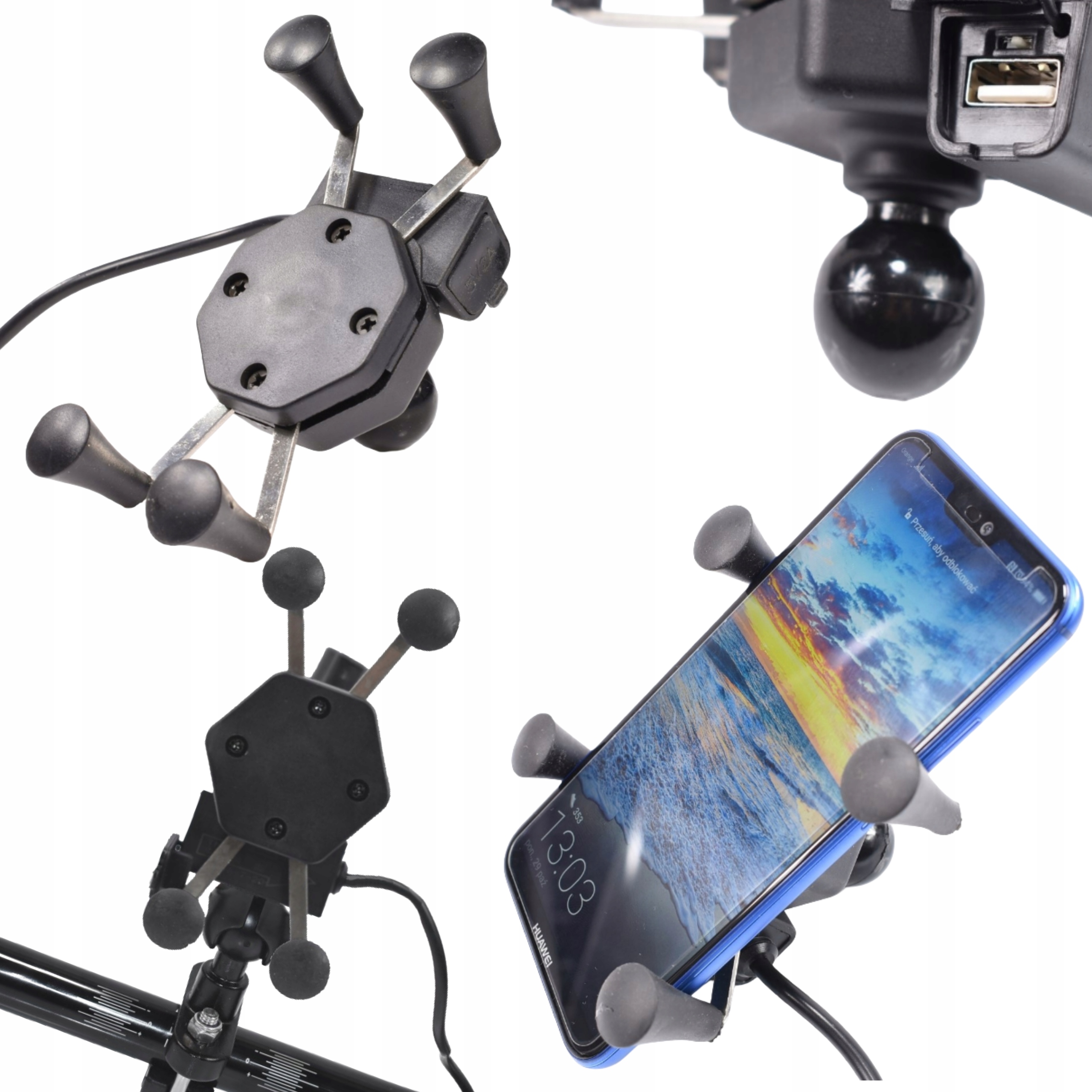 Držák X-grip typu Ram Usb nabíječka Smartphone Na Řídítka Motocykl Kolo