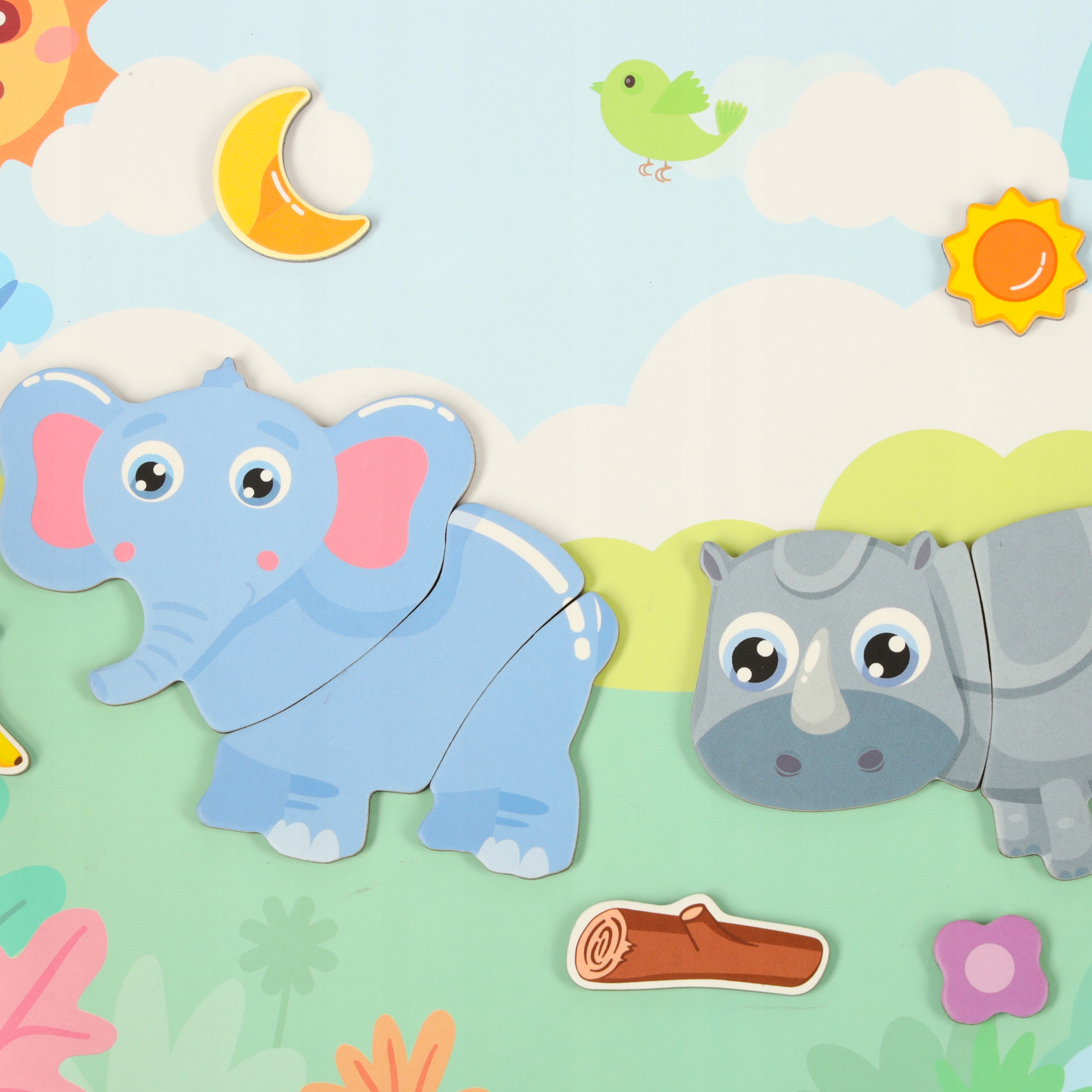 PUZZLE UKŁADANKA KSIĄŻECZKA MAGNETYCZNA Z MAGNESEM KLOCKI ZWIERZĘTA SAFARI Liczba elementów 47 szt.