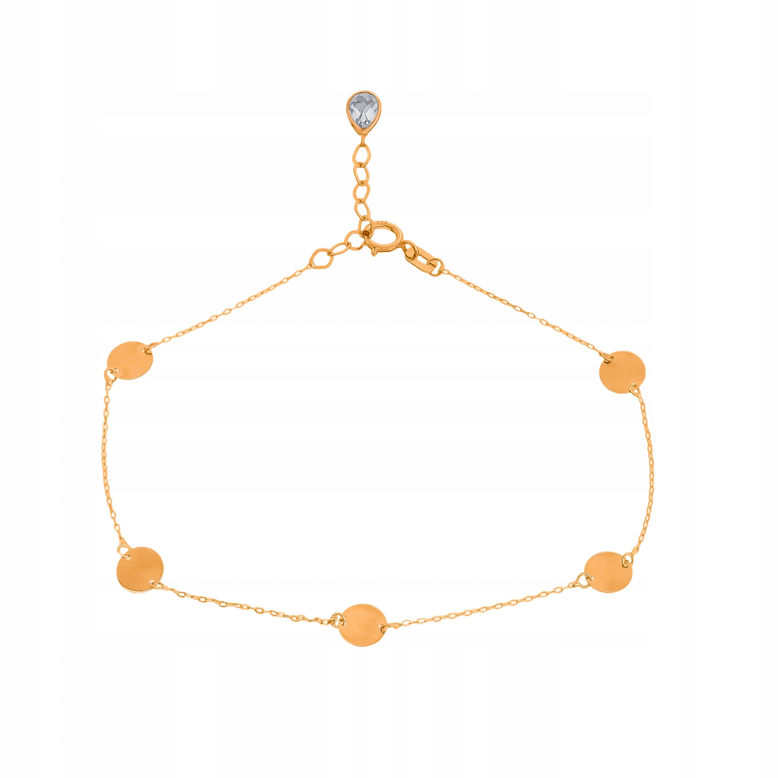 

Złota Bransoletka pr585 Modne Kółka Koła Grawer