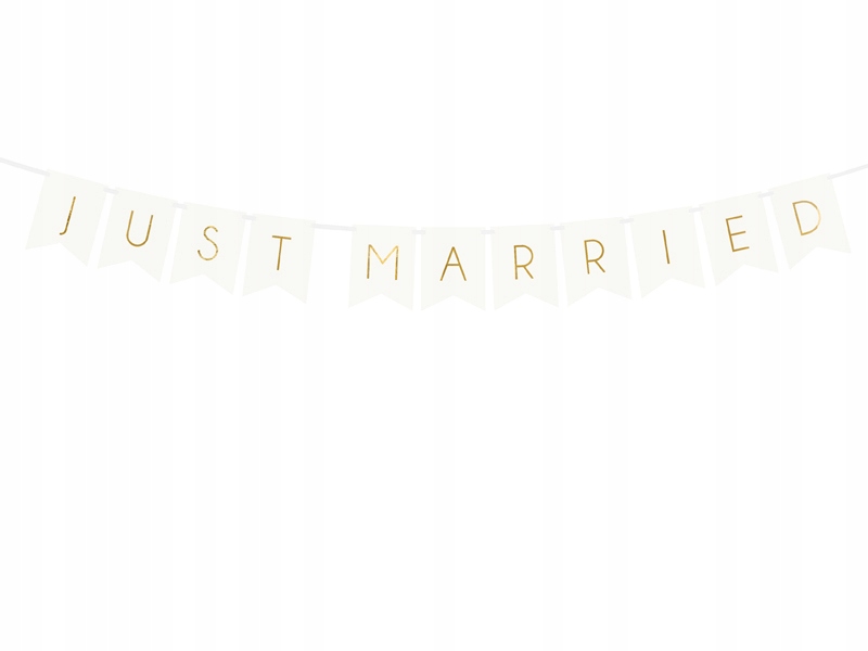 Baner Girlanda Wisząca Ślub Just Married Biały