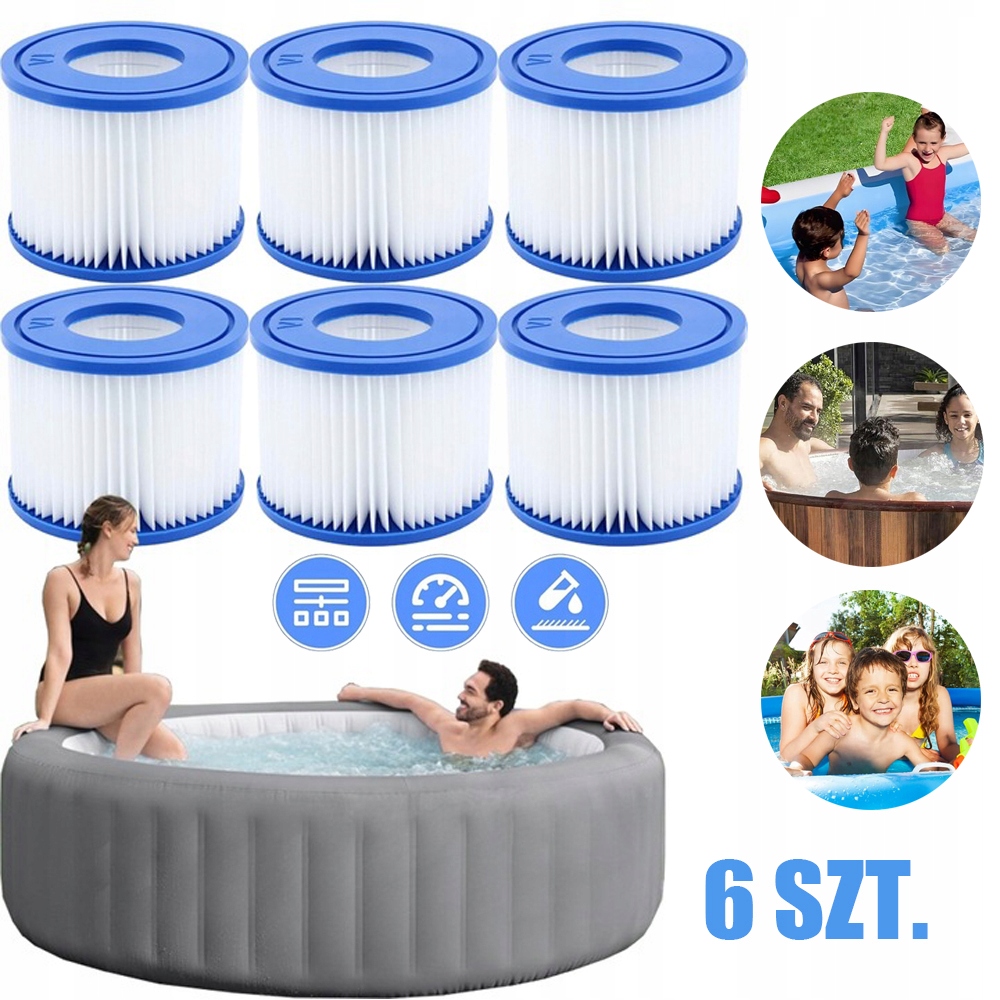 6X Filtr Do Pompy Basenu Jacuzzi Lay Z Spa Bestway Typ VI Wkłady Filtrujące