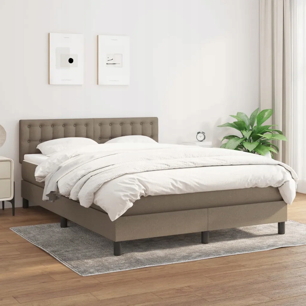 vidaXL Box spring postel s matrací taupe 140x190 cm textil