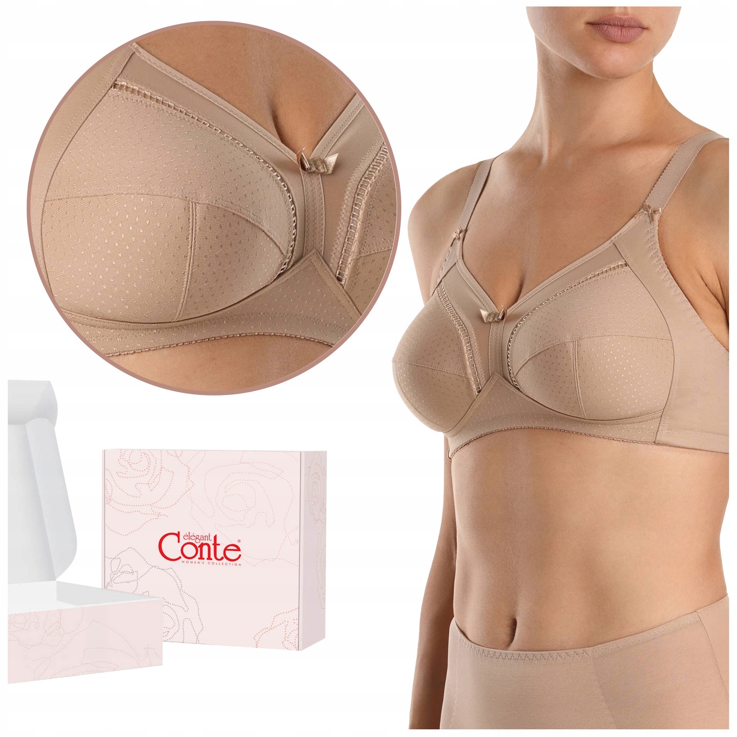 Biustonosz Miękki podtrzymujący biust korygujący Conte RB7018 beżowy 80F