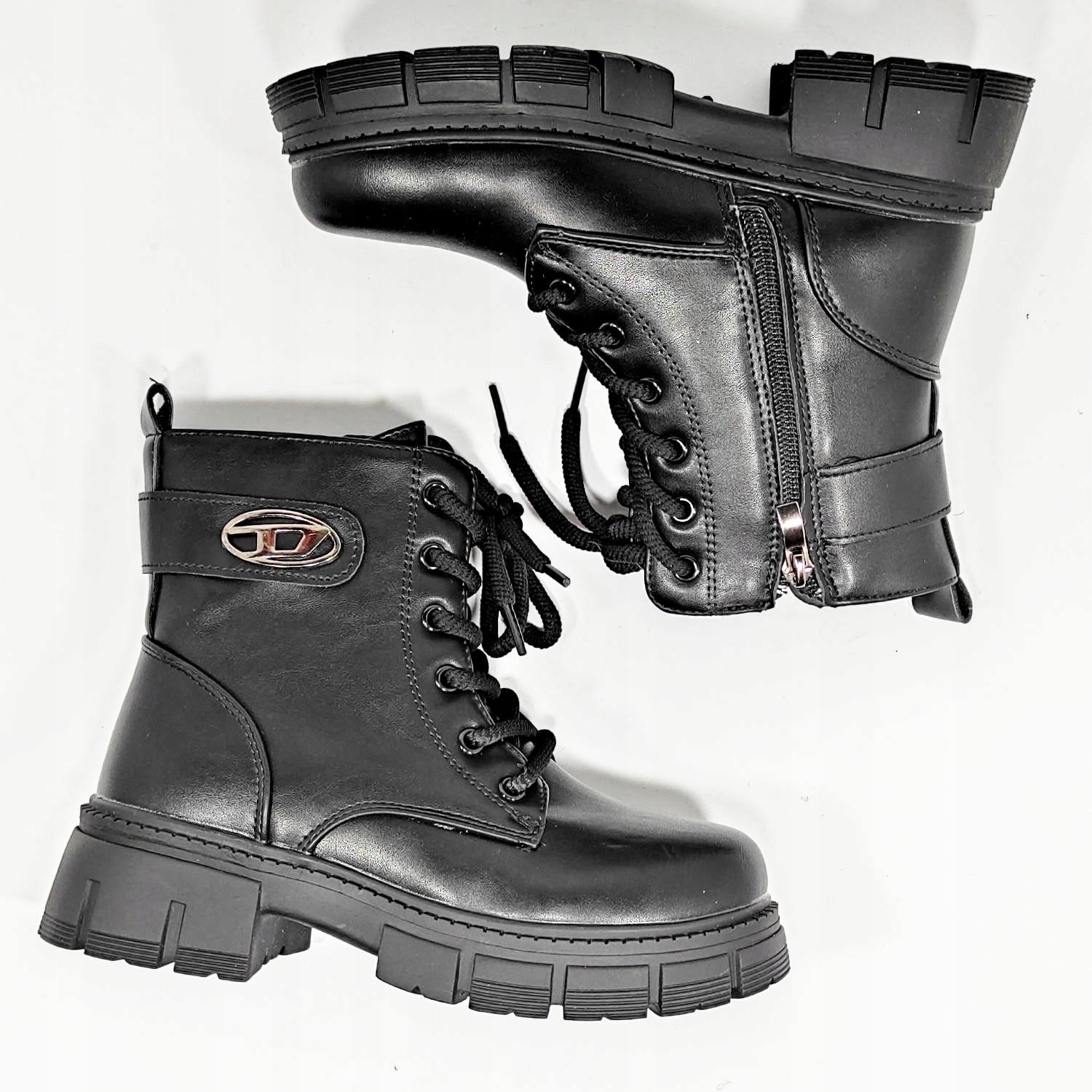 Modne Glany Buty Zimowe dla Dziewczynki Ocieplane Botki Gruba Podeszwa r.37