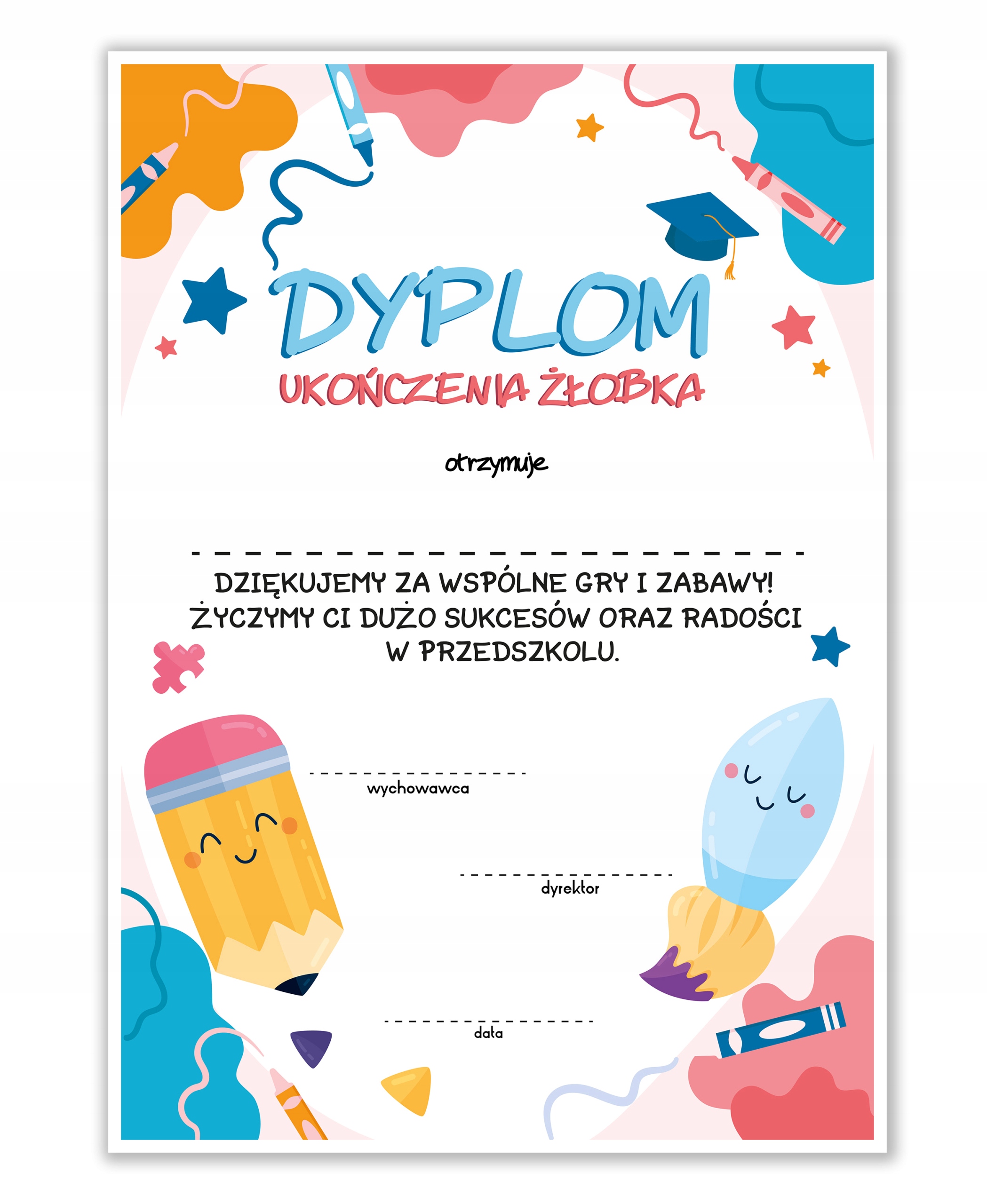 

Dyplom Ukończenia Żłobka Kleks Duży A4