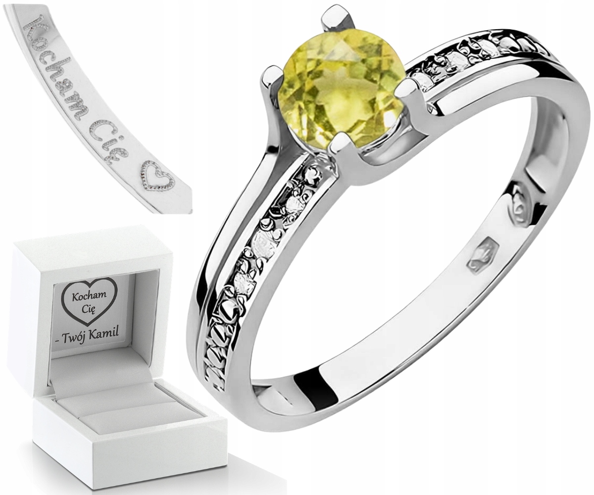 Bílé Zlato Prstýnek S Olivínem A Brilianty Zlato 585 Dárek