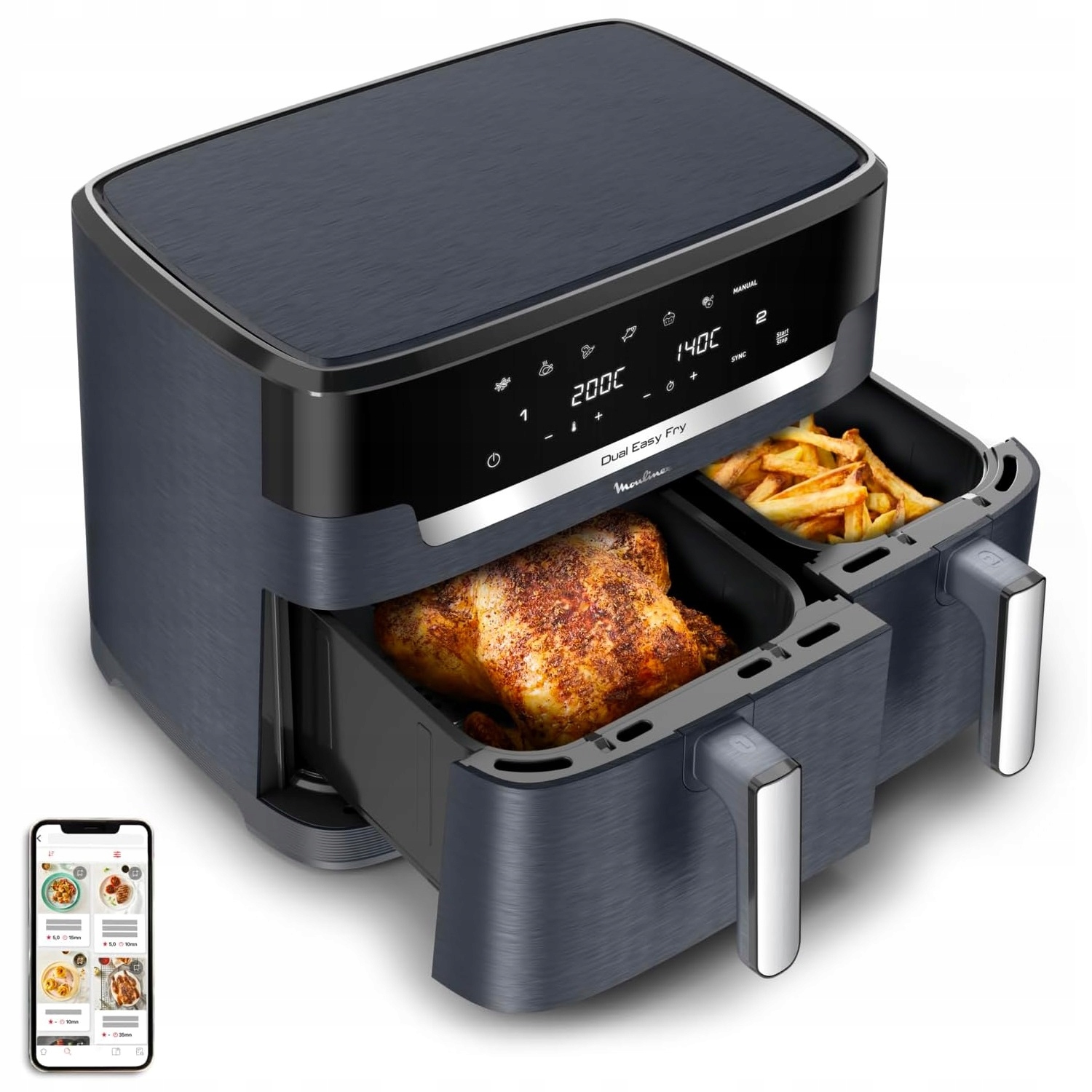 Bezkyslíková fritéza Moulinex EZ942HF0 11l XXL 2700W Dva koše